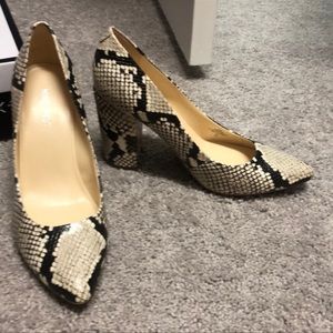 Brand new with tags snake skin print block heels